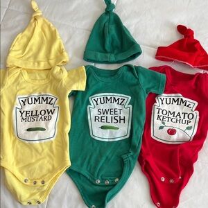Colorful Baby Onesie Set with Hats